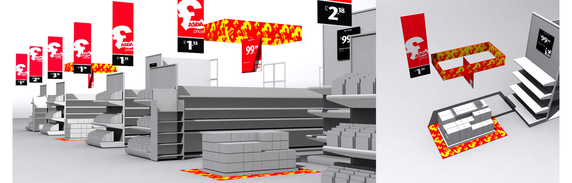 Asda promotions suite for hypermarket gondola end and aisle Asda promotions suite for hypermarket gondola end and aisle