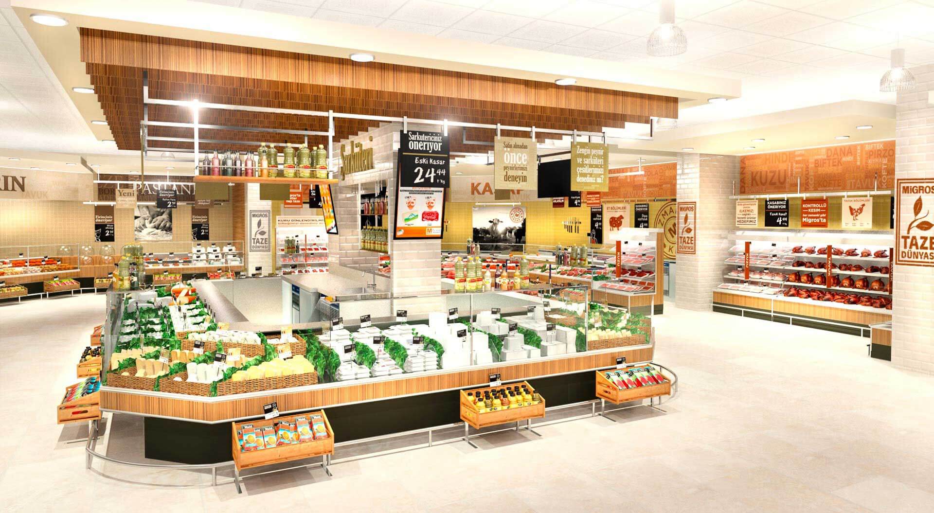 Visual of Migros Turkey supermarket cheeese department store design and brand communications Visual of Migros Turkey supermarket cheeese department store design and brand communications