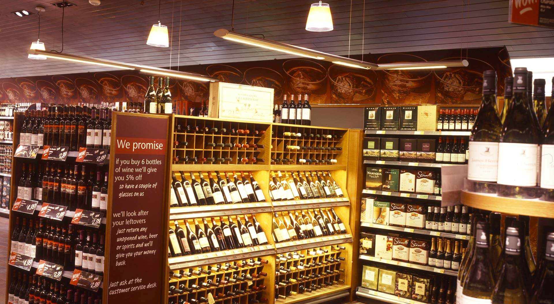 Safeway supermarkets interior store design and branding for wine department merchandising display Safeway supermarkets interior store design and branding for wine department merchandising display