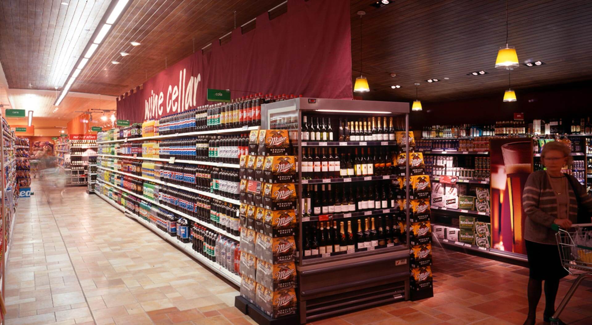 Safeway supermarket interior store design, merchandising display systems and branding for the wine cellar Safeway supermarket interior store design, merchandising display systems and branding for the wine cellar
