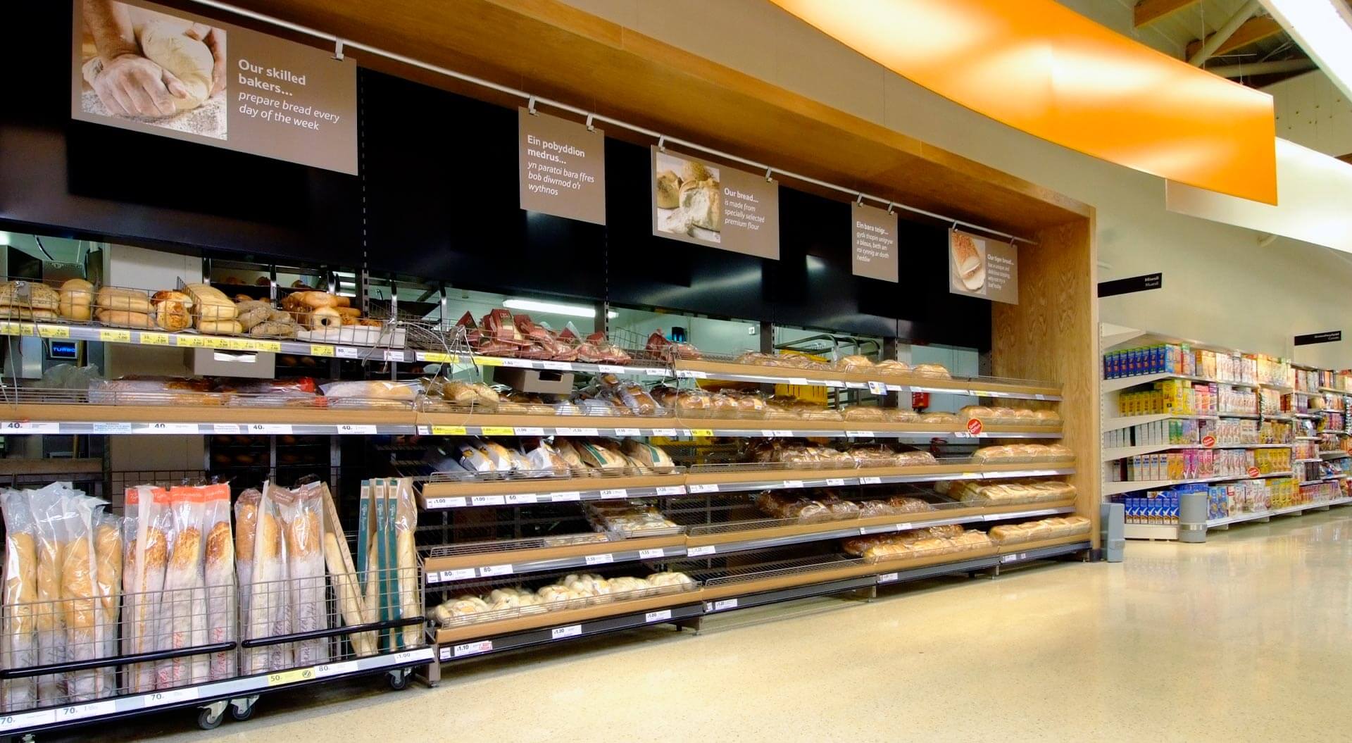 Tesco supermarket welshpool bakery merchandising system and graphic communication suite Tesco supermarket welshpool bakery merchandising system and graphic communication suite