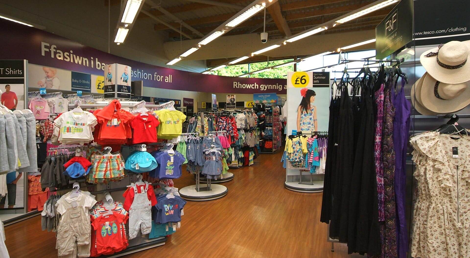 Tesco supermarket welshpool fashion department Florence and Fred, merchandising system and brand communications Tesco supermarket welshpool fashion department Florence and Fred, merchandising system and brand communications