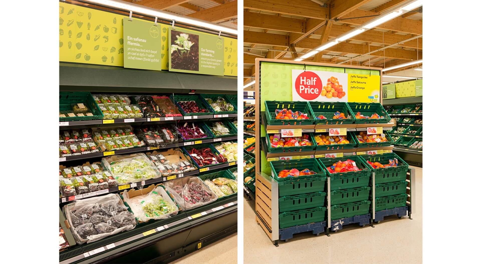 Tesco supermarket welshpool fresh produce merchandising systems and graphic communications Tesco supermarket welshpool fresh produce merchandising systems and graphic communications